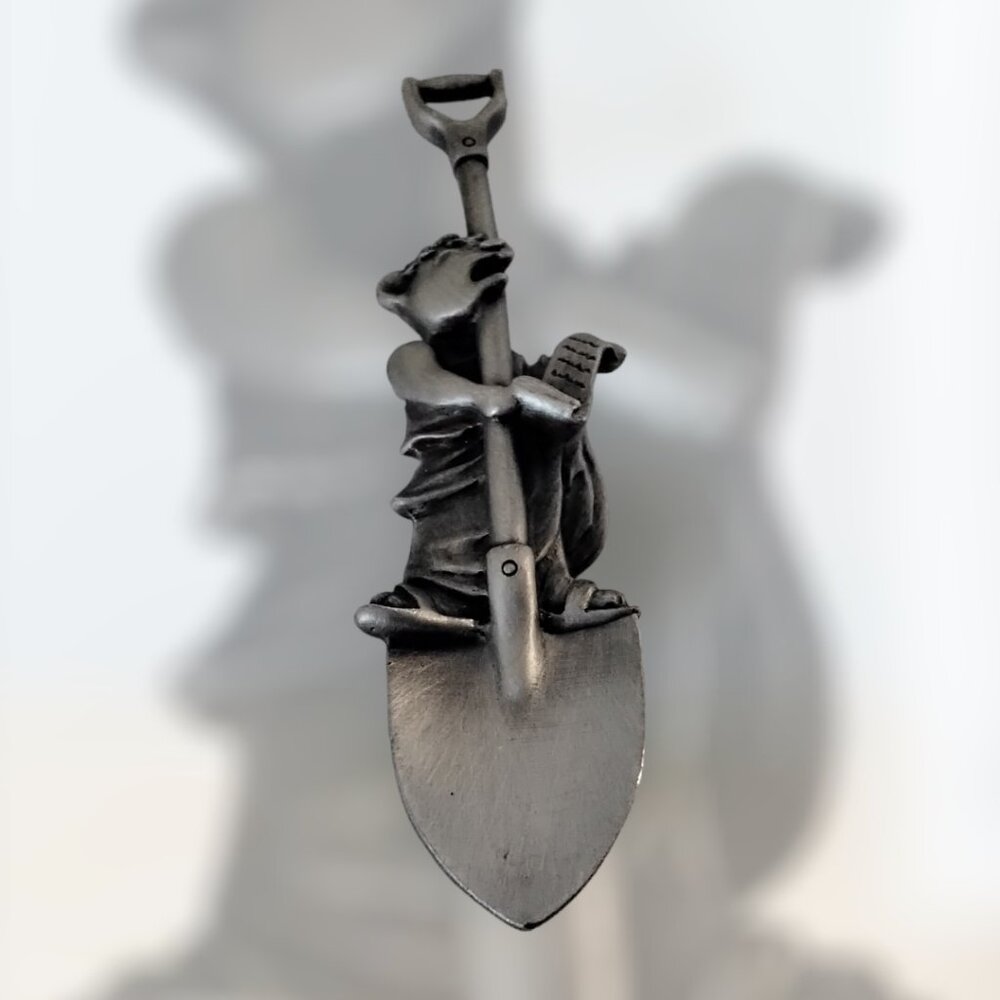 Figural Bear in Toga Spoon with Shovel Shaped Bowl Made by Fort Pewter  Vintage